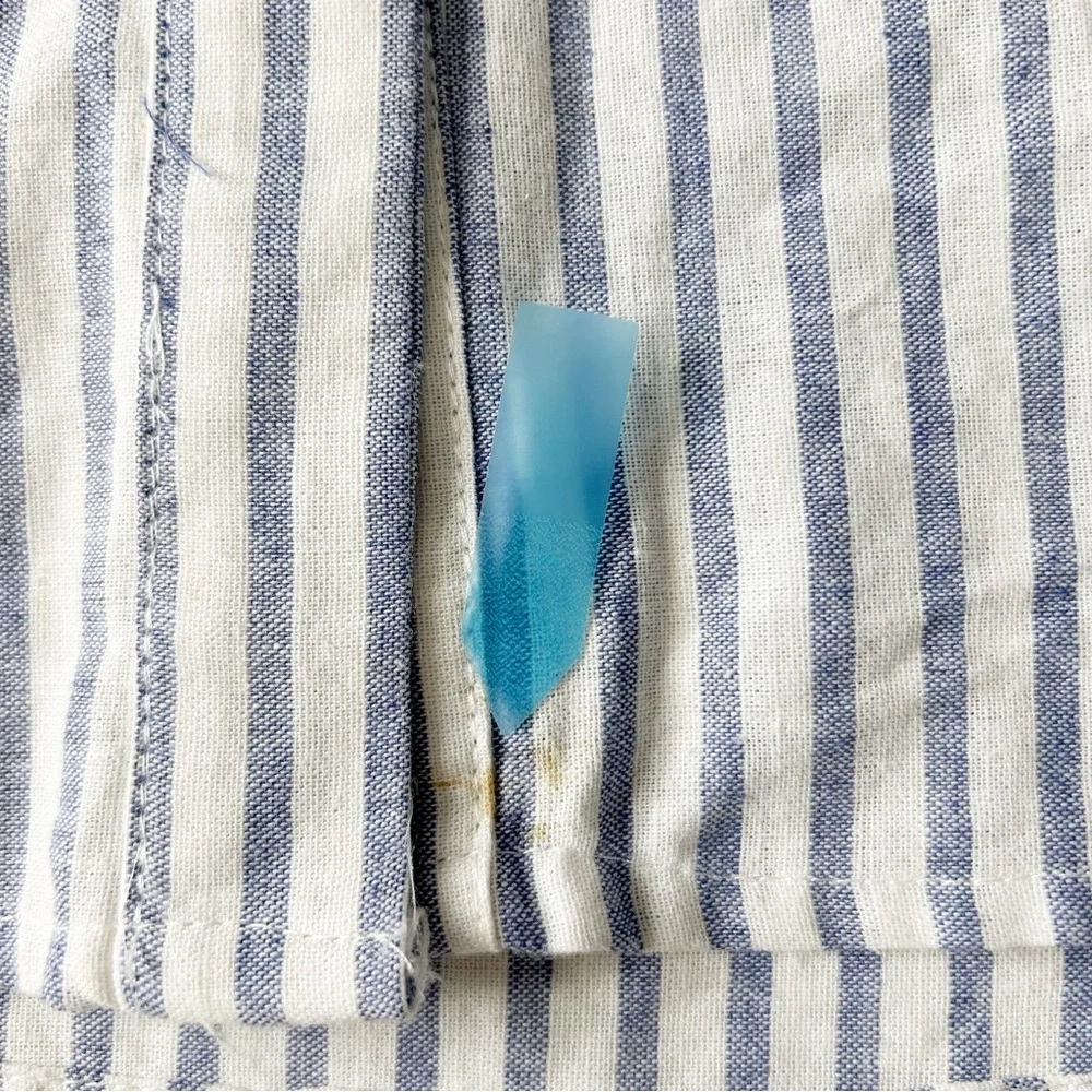 ALICE BLUE Striped Linen Blend Button Down Shirt - Picture 7 of 9